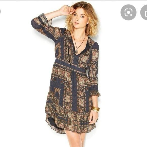 Free People Dresses & Skirts - Free People Bridgette Dark Floral Mini Dress Velvet Size M Twee Dark Romantic